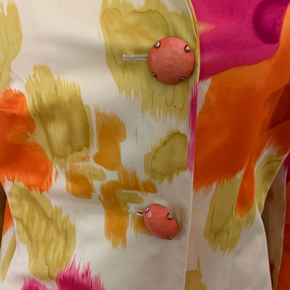 F.L. Malik Floral Multi Long Button Coat Jacket - Picture 5 of 9